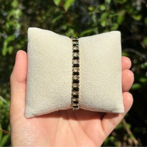 18K Gold Plated Stainless Steel Black & White Diamond Tennis Bracelet